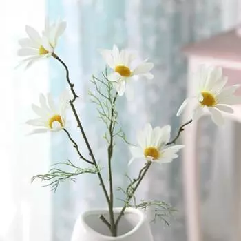 Гербера с 5 головками Маленькая ромашка Космос Высококачественный искусственный цветок Маленькая дикая хризантема Поддельная ромашка розовый