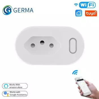 Germa Brazil 16a Tuya Wi-Fi Умная розетка с монитором питания Приложение Tuya Smart Life Wi-Fi Умная розетка работает для Google Home и Alexa BR 16A Power Monitor