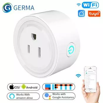 Germa Us 10a умная розетка Wi-Fi, вилка питания, мобильное приложение Tuya, дистанционное управление, работает с Alexa Google Home для умной жизни US Plug