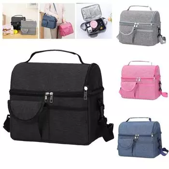 Гермальная изолированная сумка для обеда, крутая сумка для пикника, коробка для хранения еды для взрослых и детей чёрный