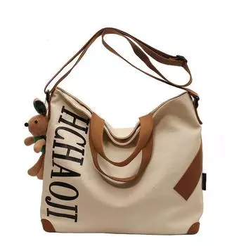 German Canvas Bag Large Capacity Women s Bag Casual All-matching Shoulder Messenger Bag College Students Class Commuting Tote Bag Women Khakis
