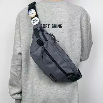 German Chest Bag Men s and Women s Ins Fashion Brand Sports Simple Shoulder Bag Casual Japan fashion Waist Bag Fashion Street Shoulder Gray send two badges
