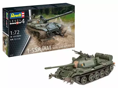 German Level Soviet Army Plastic Model 03328 1/72 T-55a/AM w/KMT-6/EMT-5
