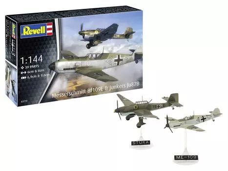 German Revell Messerschmitt Bf109E Junkers Ju87B Stuka Plastic Model Kit 03770 1/144 & (Airplane)
