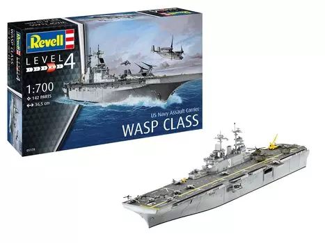 German Revell US Navy Wasp Class Amphibious Assault Ship Plastic Model 05178 Molding Color 1/700
