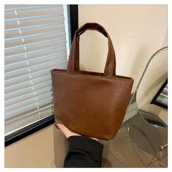 German Soft Leather Handbag 2024 New Women s Bag Small Leather Bag Fashion Cosmetic Bag Solid Cute Mini Handbag Brown
