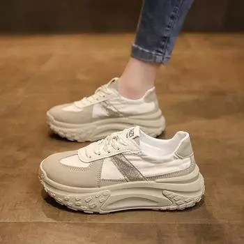 German training shoes women s breathable height increase white shoes 2024 winter platform sports casual shoes sports shoes women s lightweight runnin 35 бежевый