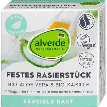 Германия DM Alverde твердая пена для бритья с алоэ и ромашкой 50 г