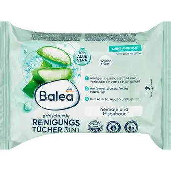 Германия DM Balea Balea Fresh 3in1 Очищающие салфетки 25 шт.