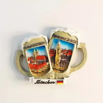 Германия Мюнхен пивная кружка 3D Стереоскопическая Туристические сувениры Роспись смолой Украшение для дома Магниты на холодильник