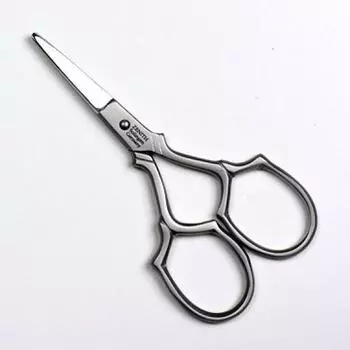 Германия Золинген AXiON ножницы для стрижки волос в носу из нержавеющей стали с декоративным узором, высококачественная дымчатая отделка (круглый кончик/прямое лезвие) серебряный