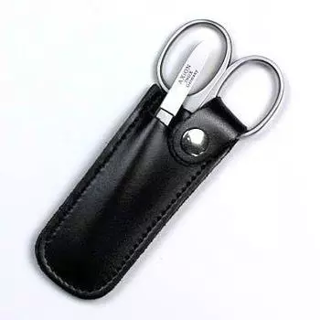 Germany AXiON grooming set scissors in genuine leather case 2-piece (eyebrow + ultra-fine tweezers) #slg008036fba