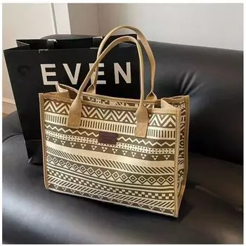 Germany Large Capacity 2025 New Shoulder Bag Women Commuter Canvas Portable Shopping Bag Travel Commuter Bag Khaki