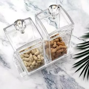 Герметичная акриловая банка для хранения с ромбовидной крышкой, небьющиеся банки для печенья для кухонного прилавка, канистры для конфет, аптеки, орехи и кофейные зерна, 2 шт. белый
