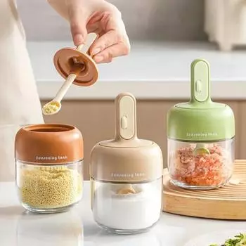 Герметичная банка для приправ, коробка для приправ, бутылка для приправ с солью и глутаматом натрия, крышка, интегрированная герметичная банка с защитой от влаги коричневый