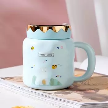 Герметичная чашка с крышкой, термостойкая чашка для воды, переносная бытовая кружка, подарочный сувенир, керамическая чашка, подарок для пары 450ML