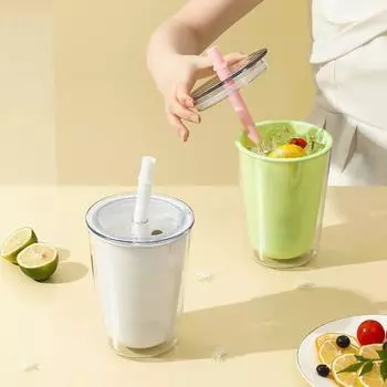 Герметичная двухслойная соломенная чашка большой емкости для молока и чая, прочная бутылка для питья для детей и взрослых