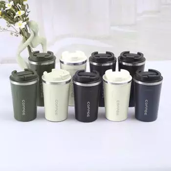 Герметичная кофейная чашка большой емкости 380/500 мл с крышкой, вакуумная термокружка с двойными стенками из нержавеющей стали 380ML зелёный