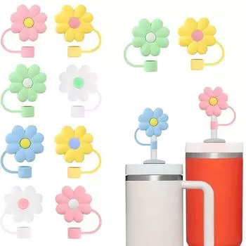 Герметичная силиконовая соломенная пробка, брызгозащищенный соломенный топпер, симпатичные чехлы для соломинок, крышка, аксессуары для чашек Blue