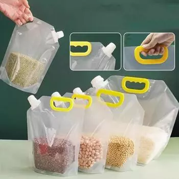Герметичная сумка для хранения Сумка для упаковки риса Влагостойкая защита от насекомых Прозрачная утолщенная портативная сумка для пищевых продуктов Контейнер для хранения продуктов 0.5L