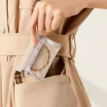 Герметичная сумка для хранения ювелирных изделий, модная простая сумка для хранения ожерелий, полупрозрачная сумка для хранения часов, многофункциональная, 6 шт. бежевый