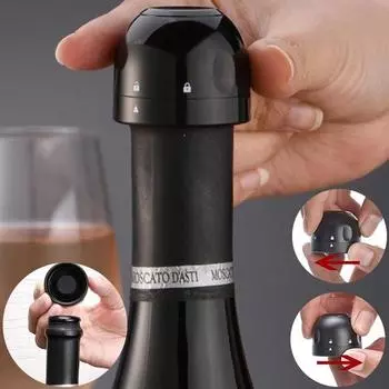 Герметичная вакуумная крышка для бутылки красного вина, силиконовая герметичная пробка для бутылки шампанского, вакуумная пробка для сохранения свежести вина, барная домашняя кухонная утварь, 1 шт./2 шт. Champagne-1 PC чёрный