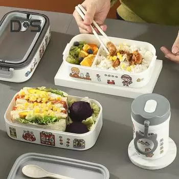 Герметичные коробки для завтрака съемный контейнер для обеда еды домочадца АБС разделителя Dual Layer розовый