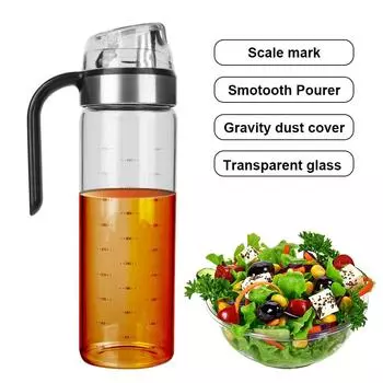 Герметичные кухонные принадлежности со шкалой, большой автоматический откидной колпачок, диспенсер для оливкового масла, прозрачный стеклянный контейнер для приправ