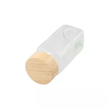 Герметичные стеклянные банки для специй, прозрачная квадратная бутылка для специй с крышкой из бамбукового дерева, перфорированный контейнер для хранения перца, порошок