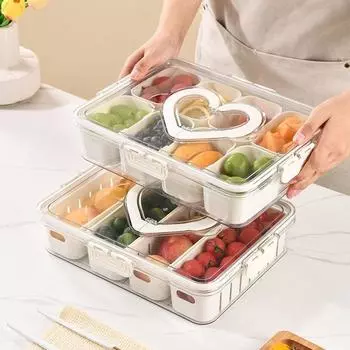 Герметичный 4/8 решетчатый поднос для еды с разделителями пластиковый контейнер для хранения продуктов питания для дома 8 Grids