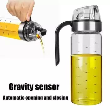 Герметичный автоматический контейнер для приправ с откидной крышкой и весами, диспенсер для оливкового масла, большие кухонные принадлежности, прозрачное стекло