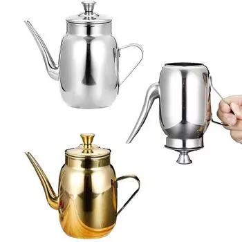 Герметичный диспенсер для масла из нержавеющей стали для кунжутного масла, легко моющийся, кухонный 300ml серебряный