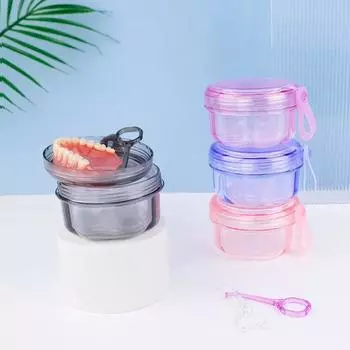 Герметичный футляр для хранения брекетов, держатель для искусственных зубов, пищевой, не содержащий BPA, дорожный футляр для чистки зубных протезов синий