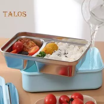 Герметичный контейнер для бенто для детей и взрослых, контейнер для ланча с тремя отделениями и столовыми приборами, не содержащий бисфенол-А, герметичные уплотнения, многоразовый пищевой контейнер metal хаки