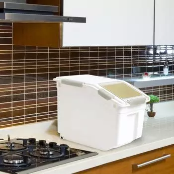 Герметичный контейнер для хранения домашних животных с колесом и крышкой, пластиковый, 22 фунта, для собак, кошек, птиц, семян One Size белый