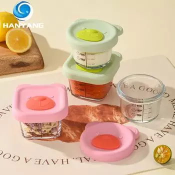 Герметичный контейнер для хранения Стеклянная чаша Силиконовая крышка Контейнер для хранения свежих продуктов, пригодный для использования на пару