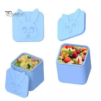 Герметичный контейнер для макания соусов, дипов, заправок, ланч-боксов, силиконовый контейнер для закусок и приправ, многоразовый контейнер для заправки салата с мягкой крышкой синий