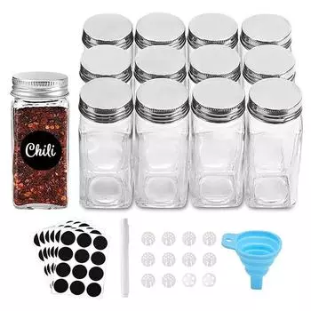 Герметичный контейнер для соли, стеклянные банки для специй, квадратные стеклянные горшки для приправ, бутылка для приправы для барбекю
