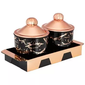 Герметичный контейнер для сухофруктов с крышкой и сервировочным подносом, герметичный пластиковый контейнер для хранения 500 мл | Набор из 2 штук, черный