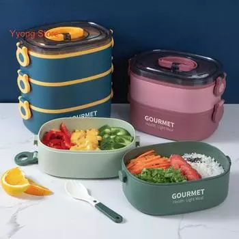 Герметичный ланч-бокс Bento 1400 мл/2000 мл со спорой, штабелируемый многоразовый для детей и взрослых, микроволновая печь, посудомоечная машина, морозильник, безопасный ланч-бокс Dual Layer синий