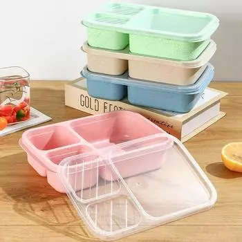 Герметичный ланч-бокс с 3 отделениями, отдельный ланч-бокс, переносной ланч-бокс, контейнер для еды для еды, микроволновая печь, столовая посуда