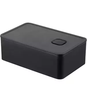 Герметичный ланч-бокс Yamazaki Jitsugyo 4824 с функцией посудомоечной машины One Push и клапаном для использования в микроволновой печи, черный, прибл.. 14.7X9.2X5см, башня, герметичный,