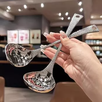 Герметичный половник из нержавеющей стали с ручкой в виде рыбьей чешуи — длинная, прочная кухонная и столовая ложка для использования дома и в ресторане leaky spoon