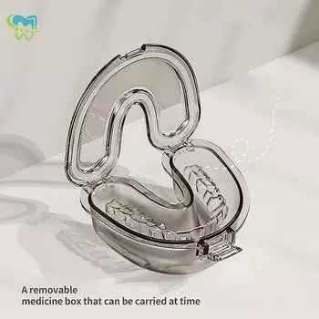 Герметичный простой футляр для зубных протезов, герметичный U-образный прозрачный футляр для зубных протезов, контейнер для капы, контейнер для хранения зубных протезов синий