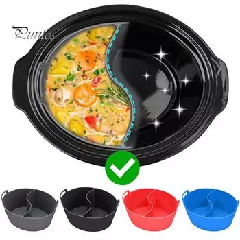 Герметичный силиконовый разделитель 6 8QT для медленноварки, многоразовый, устойчивый к высоким температурам, можно мыть в посудомоечной машине, силиконовый вкладыш, кухонные принадлежности чёрный