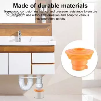 Герметик для сливной трубы Водонепроницаемый материал Простая установка Устойчивая к давлению напольная сливная труба Освежитель воздуха для ванной комнаты оранжевый