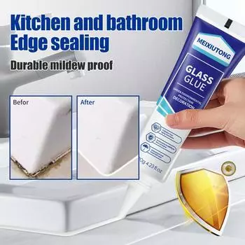Герметик для стекла, водостойкий клей-герметик для кромок, герметик для герметизации с точными насадками для туалета, подоконника, ванны белый