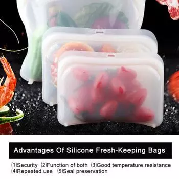 Герметизирующий контейнер Удобный термостойкий силиконовый уплотнительный мешок для хранения продуктов Сумка для хранения S белый