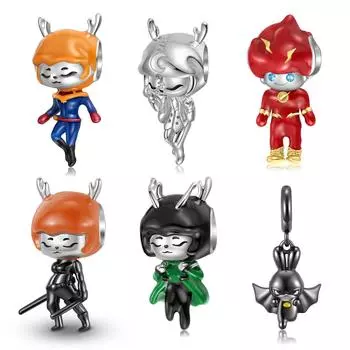 Герой Щит Воин Мультфильм Шарм Бусины Оригинал Стерлингового Серебра 925 Эмаль Бусина Подходит Для Женщин Ювелирные Изделия Браслеты DIY Мода