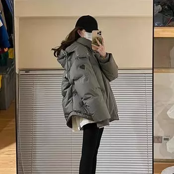 Gery пуховик хлопковый женский с капюшоном парки зимнее стеганое пальто толстый теплый вышитый Love свободный пуховик женская зимняя верхняя одежда S бежевый